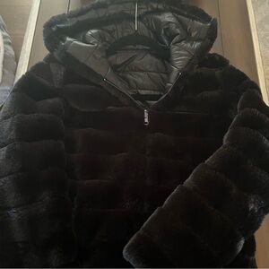 Metric Knits Coat Jacket Faux Fur Reversible Hooded XS